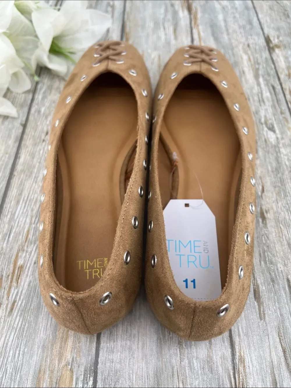 Women's Faux Suede Corset Ballet Flats Shoes Size 11